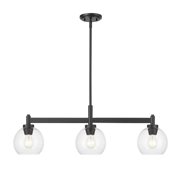 Golden - 4855-3LP BLK-CLR - Three Light Linear Pendant - Galveston - Matte Black