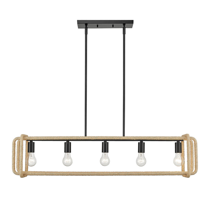Golden - 6085-LP BLK-NR - Five Light Linear Pendant - Camden - Matte Black