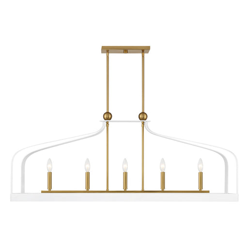 Savoy House - 1-7804-5-142 - Five Light Linear Chandelier - Sheffield - White with Warm Brass Accents