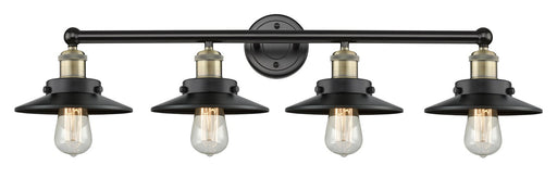 Edison Four Light Bath Vanity Black Antique Brass