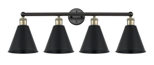 Edison Four Light Bath Vanity Black Antique Brass