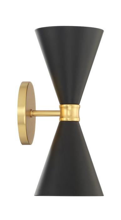 George Kovacs - P1827-248 - Two Light Wall Sconce - Conic - Coal+Honey Gold
