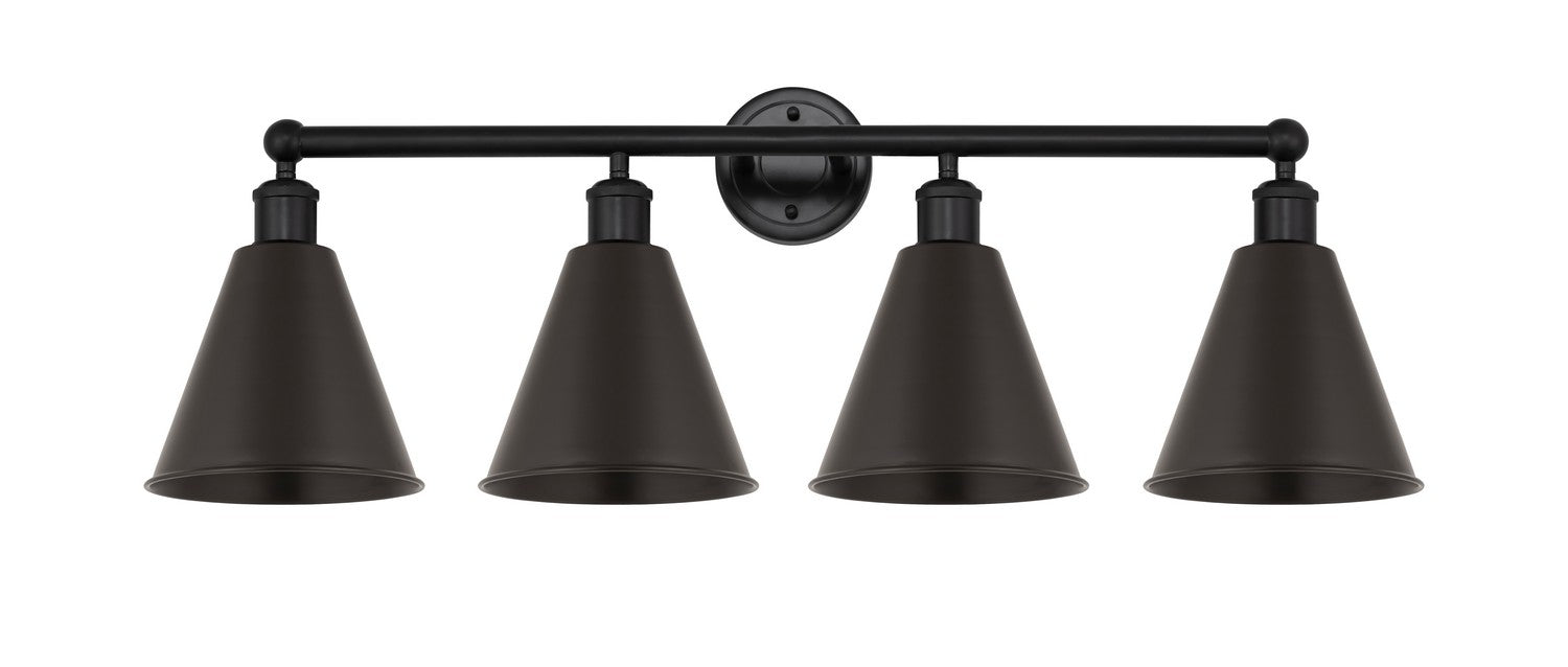 Innovations - 616-4W-BK-MBC-8-BK - Four Light Bath Vanity - Downtown Urban - Matte Black