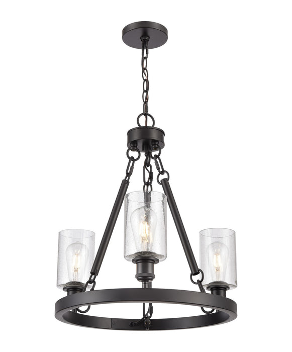 Innovations - 820-BK-G804 - Three Light Chandelier - Ballston - Matte Black