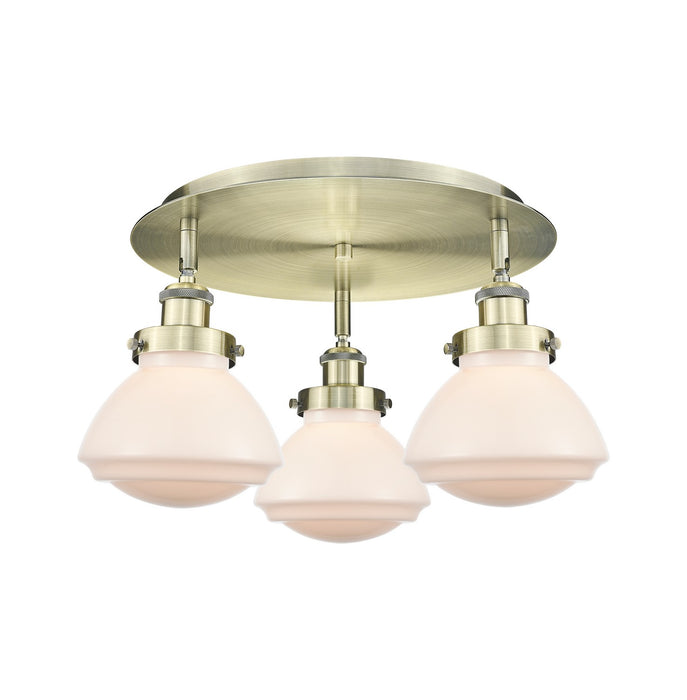 Innovations - 916-3C-AB-G321 - Three Light Flush Mount - Downtown Urban - Antique Brass