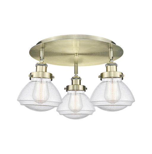 Innovations - 916-3C-AB-G324 - Three Light Flush Mount - Downtown Urban - Antique Brass