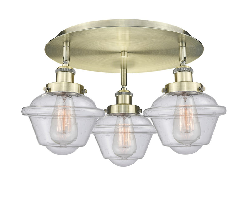 Innovations - 916-3C-AB-G534 - Three Light Flush Mount - Downtown Urban - Antique Brass