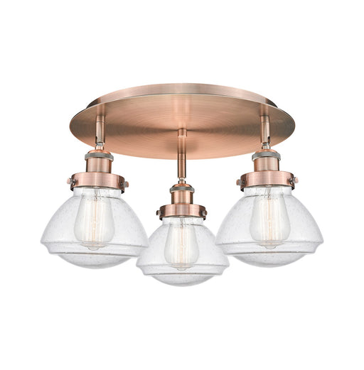 Innovations - 916-3C-AC-G324 - Three Light Flush Mount - Downtown Urban - Antique Copper