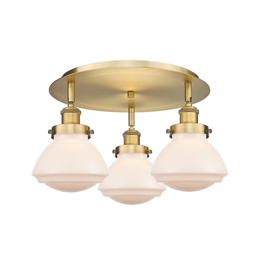 Innovations - 916-3C-BB-G321 - Three Light Flush Mount - Downtown Urban - Brushed Brass