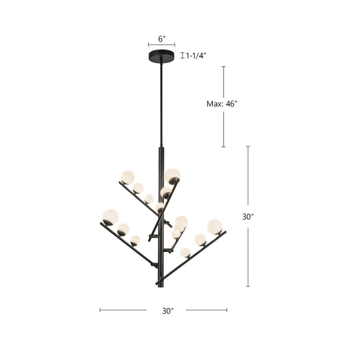 Kuzco Lighting - CH55530-BK/OP - LED Chandelier - Juniper - Black/Opal Glass