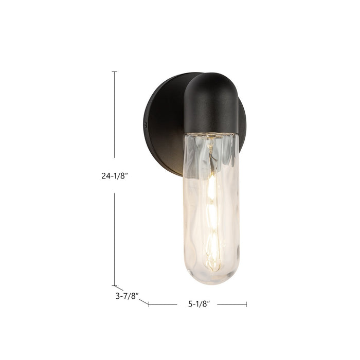 Kuzco Lighting - EW73210-BK/WC - One Light Exterior Wall Mount - Lima - Black/Clear Water Glass