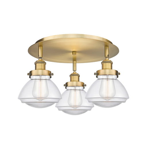 Innovations - 916-3C-BB-G322 - Three Light Flush Mount - Downtown Urban - Brushed Brass