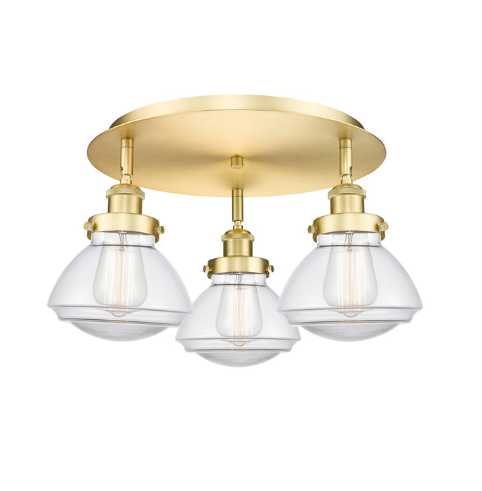 Innovations - 916-3C-SG-G322 - Three Light Flush Mount - Downtown Urban - Satin Gold