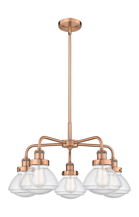 Innovations - 916-5CR-AC-G324 - Five Light Chandelier - Downtown Urban - Antique Copper