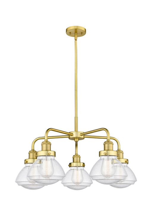 Innovations - 916-5CR-SG-G324 - Five Light Chandelier - Downtown Urban - Satin Gold