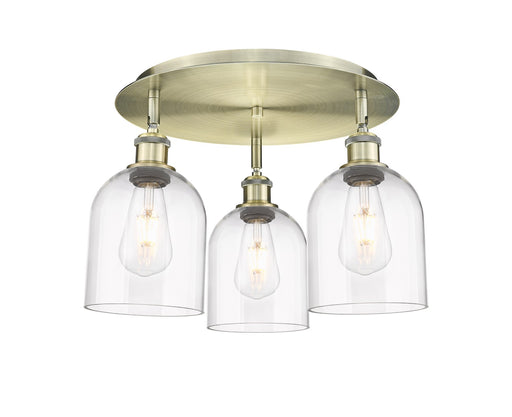 Ballston Three Light Flush Mount Antique Brass