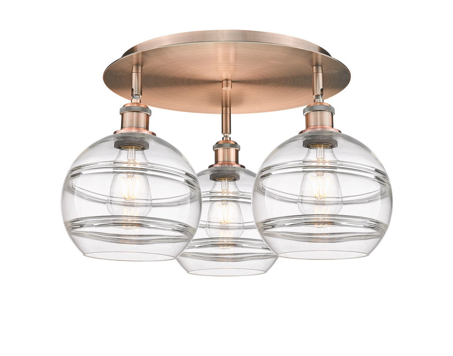 Innovations - 516-3C-AC-G556-8CL - Three Light Flush Mount - Downtown Urban - Antique Copper