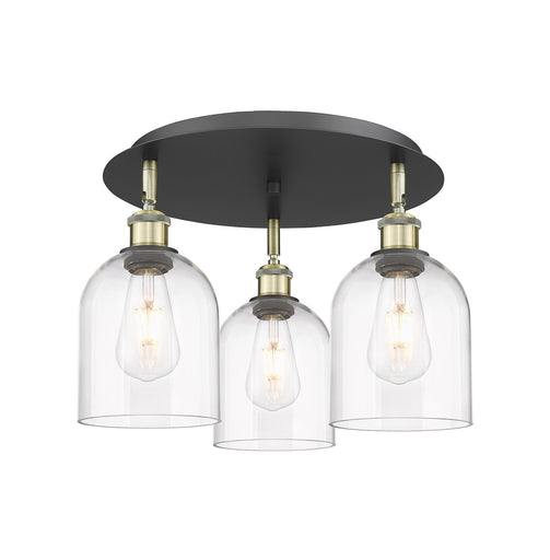 Ballston Three Light Flush Mount Black Antique Brass
