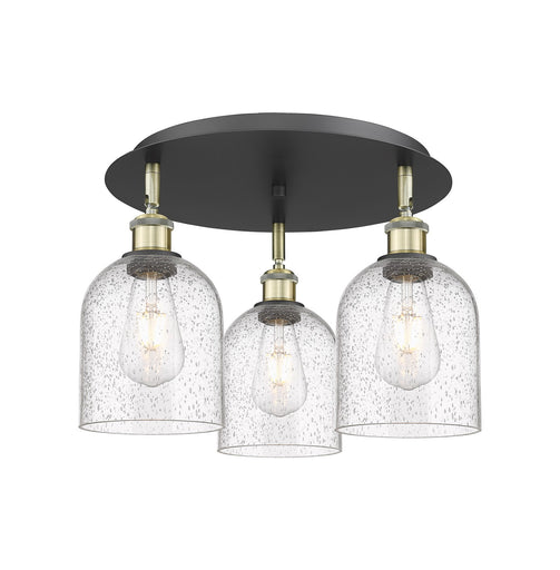 Ballston Three Light Flush Mount Black Antique Brass