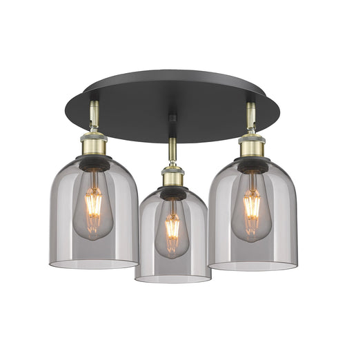 Ballston Three Light Flush Mount Black Antique Brass
