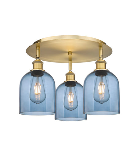 Ballston Three Light Flush Mount Brushed Brass