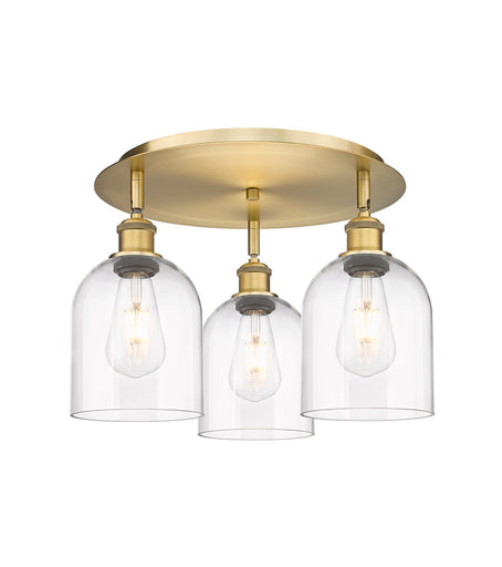 Ballston Three Light Flush Mount Brushed Brass