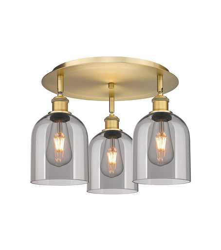Ballston Three Light Flush Mount Brushed Brass