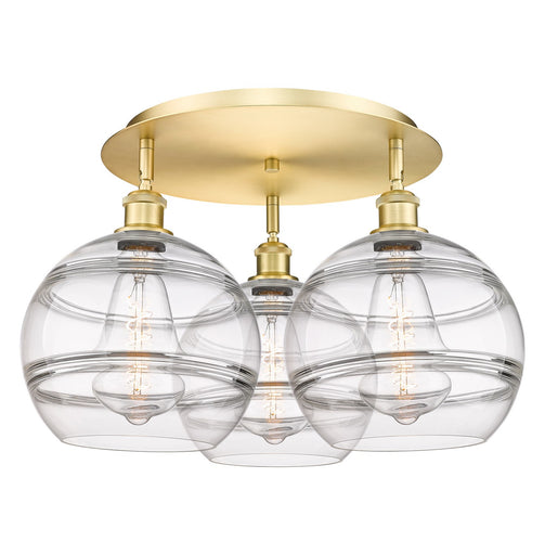 Ballston Three Light Flush Mount Satin Gold