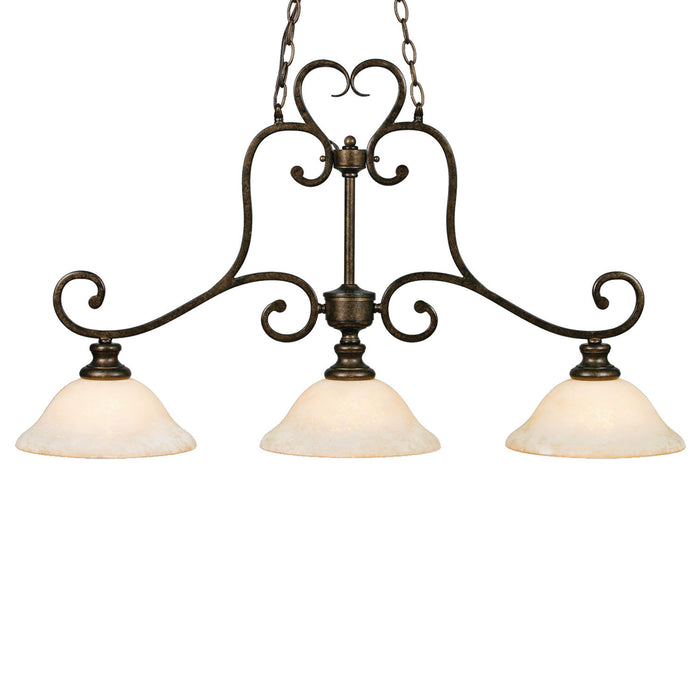 Golden - 8063-10 BUS - Three Light Linear Pendant - Heartwood - Burnt Sienna