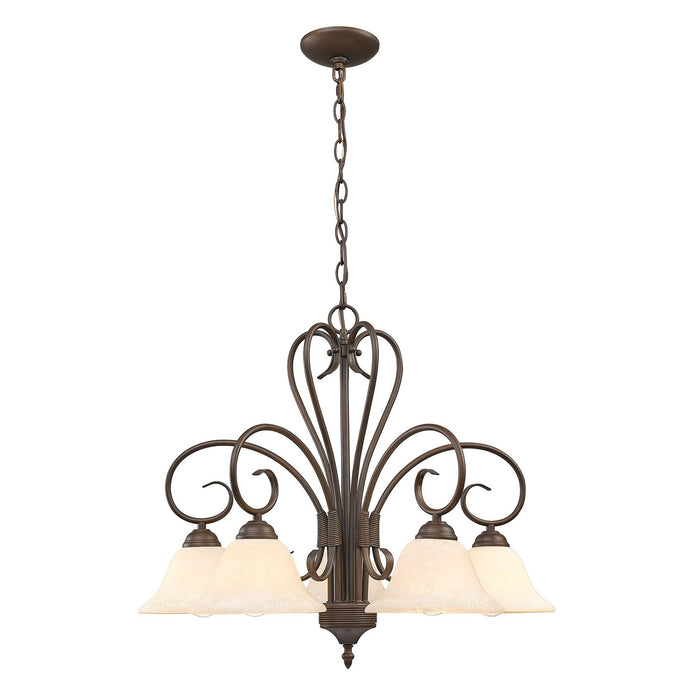 Golden - 8606-D5 RBZ-TEA - Five Light Chandelier - Homestead - Rubbed Bronze