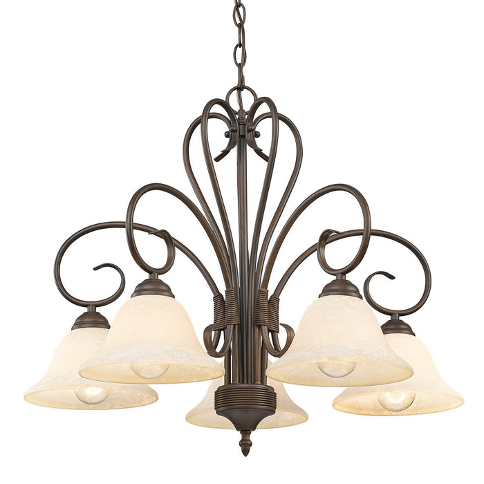 Golden - 8606-D5 RBZ-TEA - Five Light Chandelier - Homestead - Rubbed Bronze