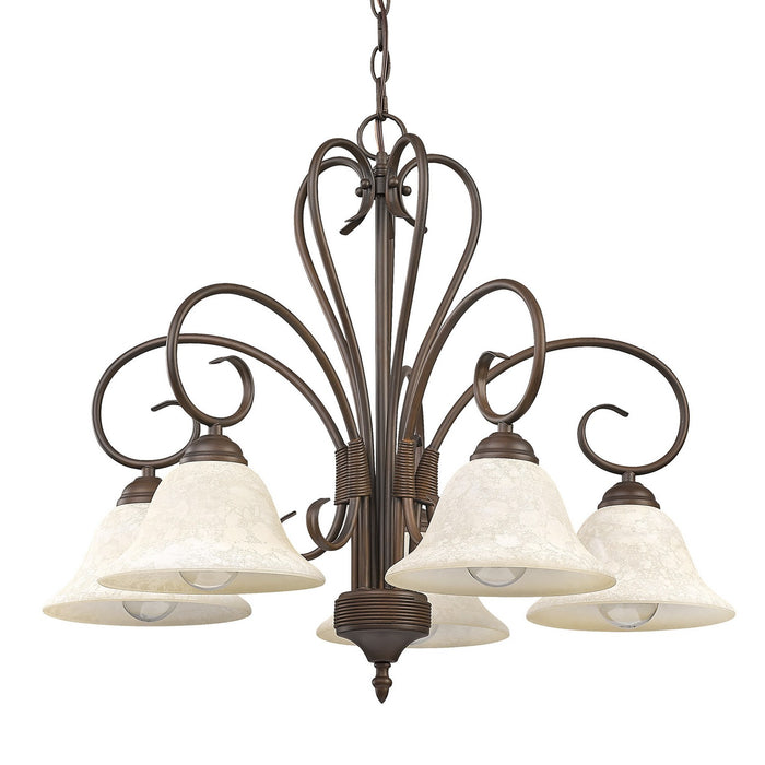 Golden - 8606-D5 RBZ-TEA - Five Light Chandelier - Homestead - Rubbed Bronze