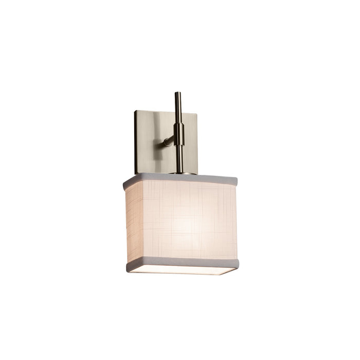 Justice Designs - FAB-8417-55-WHTE-NCKL - One Light Wall Sconce - Textile - Brushed Nickel