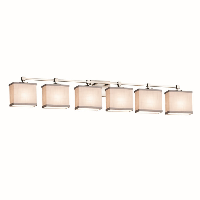 Justice Designs - FAB-8426-55-WHTE-NCKL-LED6-4200 - LED Bath Bar - Textile - Brushed Nickel