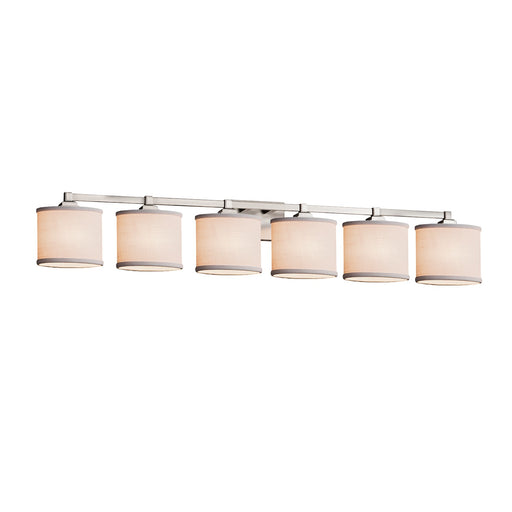 Textile Six Light Bath Bar Brushed Nickel