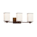 Justice Designs - FAB-8443-15-WHTE-DBRZ - Three Light Bath Bar - Textile - Dark Bronze