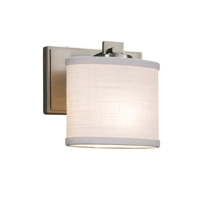 Justice Designs - FAB-8447-30-WHTE-NCKL - One Light Wall Sconce - Textile - Brushed Nickel
