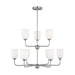 Generation Lighting. - GLC1109BS - Nine Light Chandelier - Emile - Brushed Steel