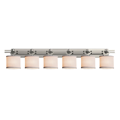 Justice Designs - FAB-8506-30-WHTE-NCKL - Six Light Bath Bar - Textile - Brushed Nickel