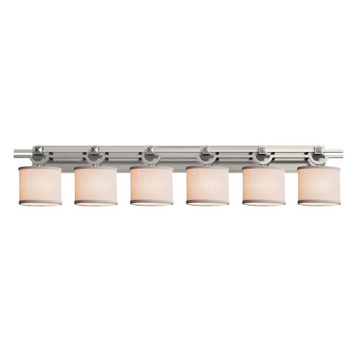 Justice Designs - FAB-8506-30-WHTE-NCKL - Six Light Bath Bar - Textile - Brushed Nickel