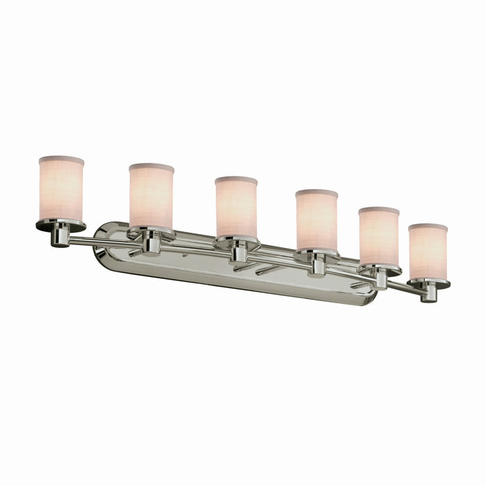 Justice Designs - FAB-8516-10-WHTE-NCKL - Six Light Bath Bar - Textile - Brushed Nickel