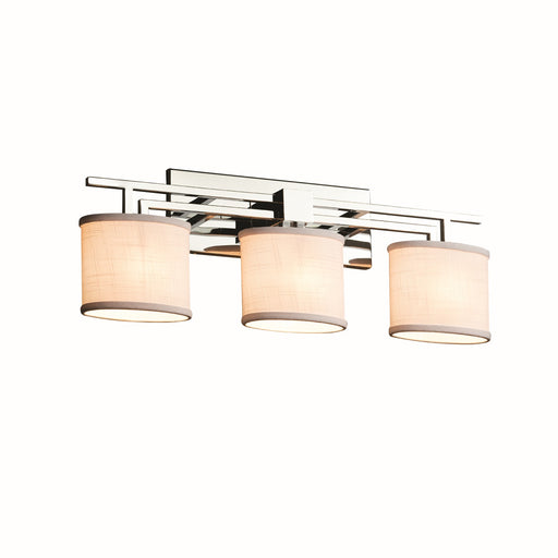 Justice Designs - FAB-8703-30-WHTE-CROM - Three Light Bath Bar - Textile - Polished Chrome