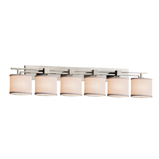 Justice Designs - FAB-8706-30-WHTE-NCKL - Six Light Bath Bar - Textile - Brushed Nickel