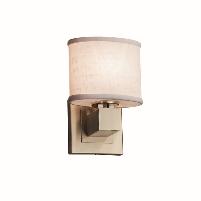 Justice Designs - FAB-8707-30-WHTE-NCKL - One Light Wall Sconce - Textile - Brushed Nickel