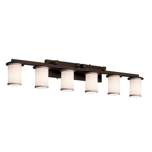 Justice Designs - FAB-8786-10-WHTE-DBRZ - Six Light Bath Bar - Textile - Dark Bronze