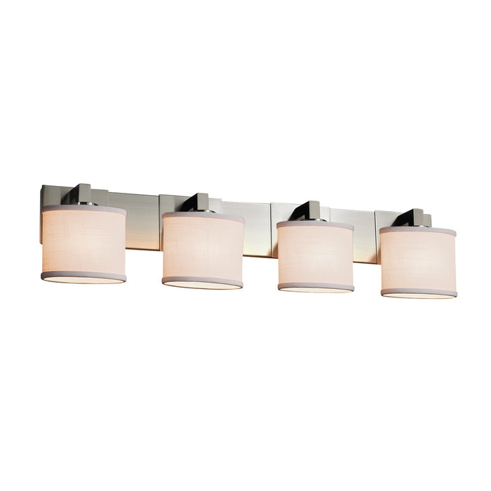 Justice Designs - FAB-8924-30-WHTE-NCKL - Four Light Bath Bar - Textile - Brushed Nickel