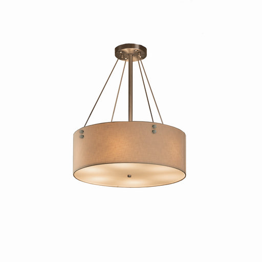 Textile Three Light Pendant Brushed Nickel