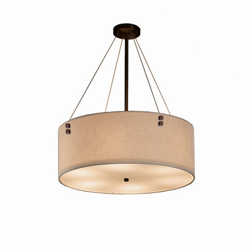 Textile Six Light Pendant Dark Bronze