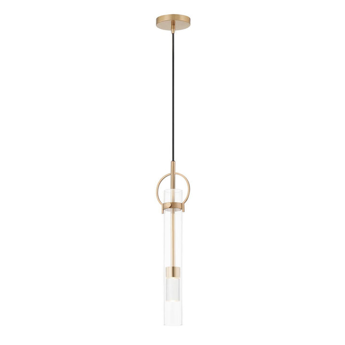 Justice Designs - FSN-4121-CLER-BRSS - LED Pendant - Textile - Brushed Brass