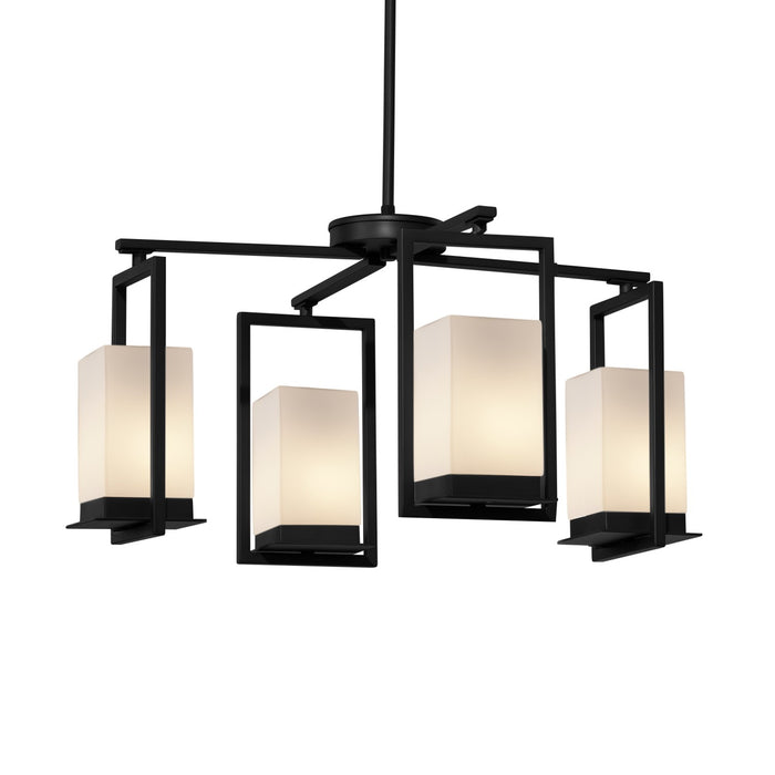 Justice Designs - FSN-7510W-OPAL-MBLK - LED Outdoor Chandelier - Fusion - Matte Black